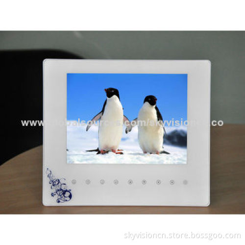 8-inch supper thin digital photo frame with touch button, auto copy/play HD video